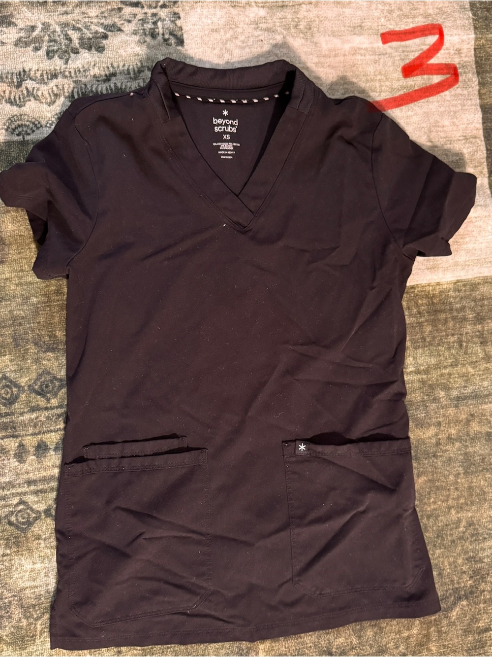 Women's Black V-Neck Scrub Top